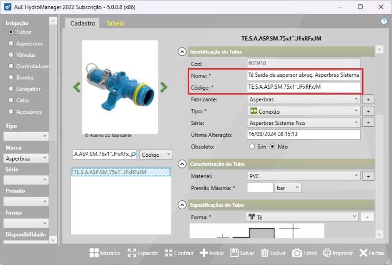 Ejemplo en el registro de HydroMANAGER