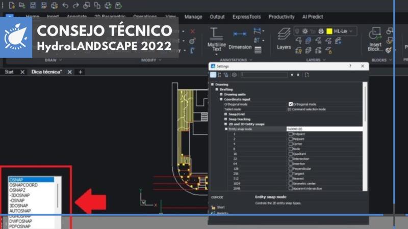 HydroLANDSCAPE 2022: Cómo activar Osnap