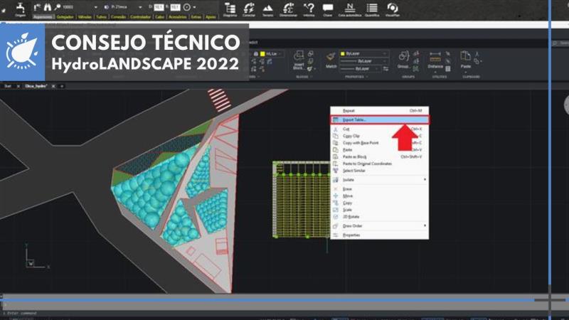 HydroLANDSCAPE 2022: Cómo exportar una tabla de CAD a Excel