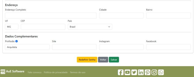 Página de información personal
